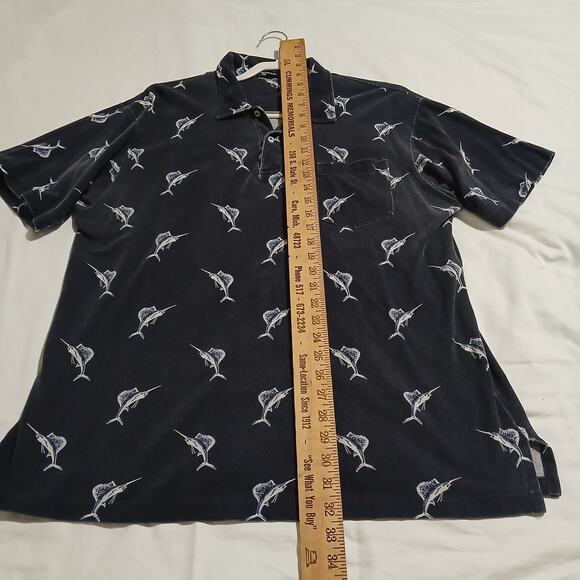 VTG POLO by Ralph Lauren large Navy Blue 100% cotton SAILFISH polo short-sleeved - Picture 9 of 12